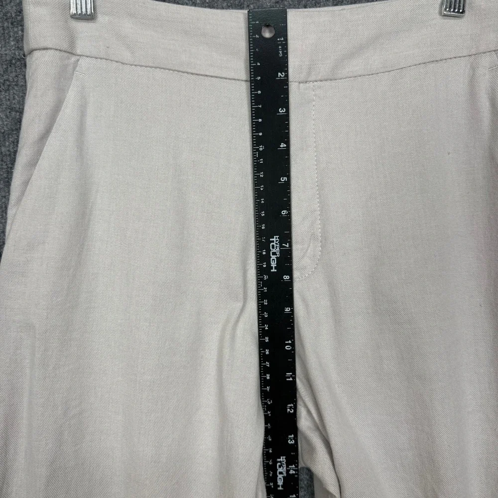Banana Republic Wide Leg Crop Pants Women 8 Beige Linen Cotton Blend High Rise